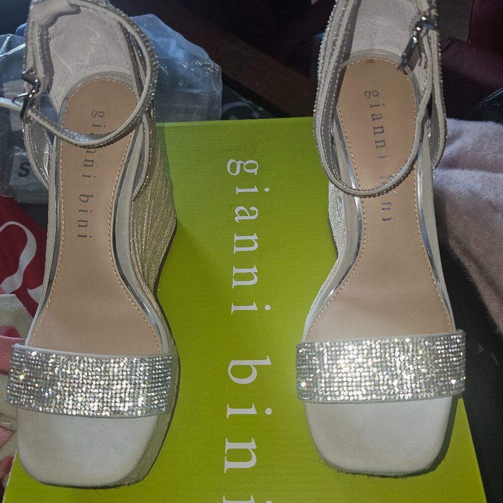 Sparkly Rhinestone Gianni Bini Wedge Sandals; worn once!!